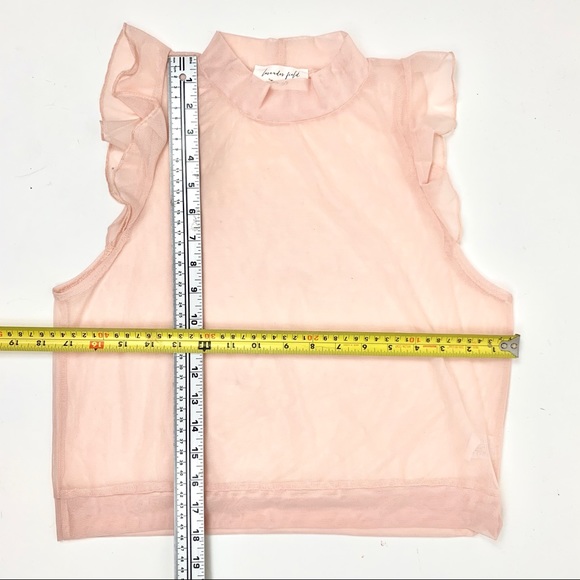 LAVENDER FIELD Sweet Sheer Blush Pink Ruffle Top M - Picture 7 of 7